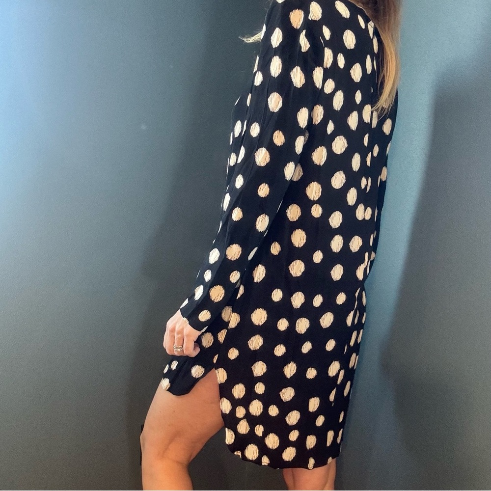 Wayf Black & White Polka Dot Long Sleeve Dress size Large - Picture 4 of 10